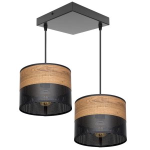 Lampa sufitowa Dora 6058 abażury czarne z wzorem drewna