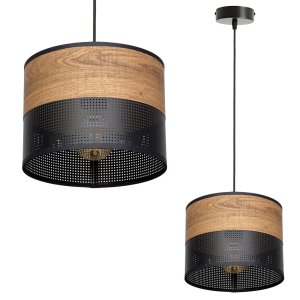 Lampa sufitowa Dora 6051/2 abażur czarny ze wzorem drewna