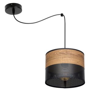 Lampa sufitowa pająk Dora 6051 abażur czarny ze wzorem drewna