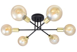 Lampa sufitowa Wega 5026-CZ czarna ze złotem + żarówki