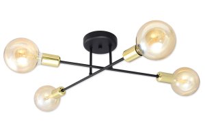 Lampa sufitowa Wega 5024-CZ czarna ze złotem + żarówki