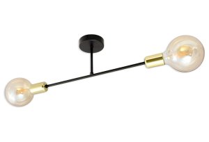 Lampa sufitowa Wega 5022-CZ czarna ze złotem + żarówki