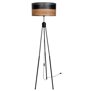 Lampa podłogowa trójnóg Dora 1 abażur 6060/2 abażur czarny z wzorem drewna 