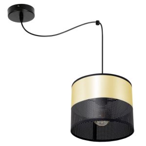 Lampa sufitowa pająk Dora 7051 abażur czarny ze złotem