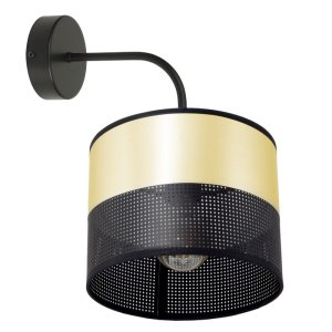 Lampa ścienna kinkiet Dora 1 abażur czarny ze złotem