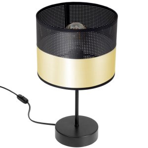 Lampa stołowa, nocna Dora 1 abażur 7060 abażur czarny ze złotem