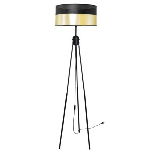 Lampa podłogowa trójnóg Dora 1 abażur 7060/2 abażur czarny ze złotem