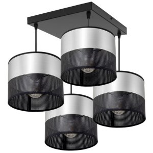 Lampa sufitowa Dora 7054-S abażury czarne ze srebrem