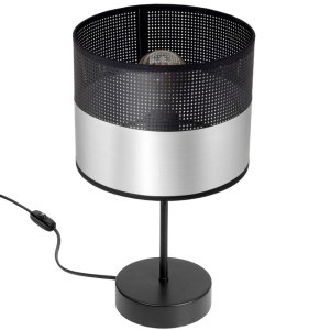 Lampa stołowa, nocna Dora 1 abażur 7060-S abażur czarny ze srebrem