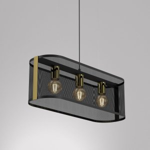 Lampa sufitowa na lince Kaga czarna ze złotem 3xE27, 4151