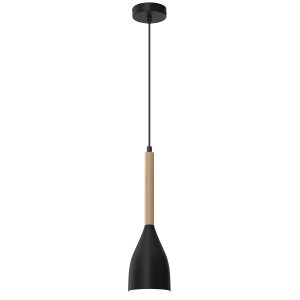 Lampa sufitowa, żyrandol czarny z drewnem Muza 1xE27, 9738-LUM