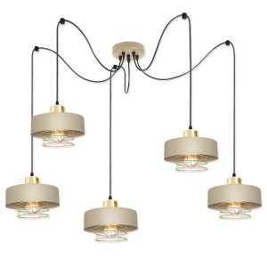 Lampa sufitowa pająk 5 Maya 2250-SB cappuccino ze złotem, srebrem lub miedzią