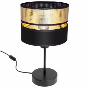 Lampa nocna Electra 7160-Z abażur czarny ze złotem