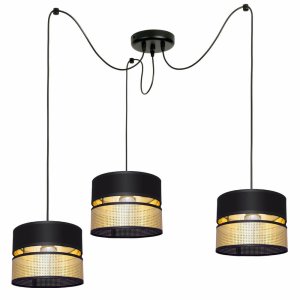 Lampa wisząca pająk Electra 7153-Z abażury czarne ze złotem