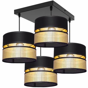 Lampa sufitowa Electra 7154-Z abażury czarne ze złotem
