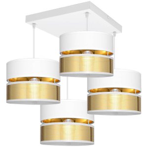 Lampa sufitowa Electra 7154-BZ abażury białe ze złotem
