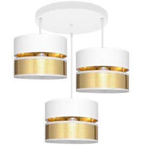 Lampa sufitowa Electra 7156-BZ abażury białe ze złotem