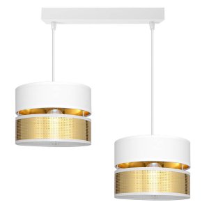 Lampa sufitowa Electra 7157-BZ abażury białe ze złotem