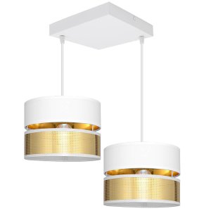 Lampa sufitowa Electra 7158-BZ abażury białe ze złotem