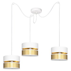 Lampa pająk Electra 7153-BZ abażury białe ze złotem