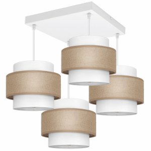 Lampa sufitowa Porto 7254-abażury białe z jutą