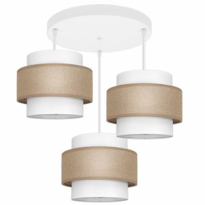 Lampa sufitowa Porto 7256 abażury białe z jutą