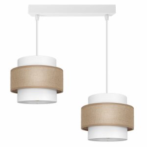 Lampa sufitowa Porto 7257 abażury białe z jutą