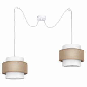 Lampa pająk Porto 7252 abażury białe z jutą