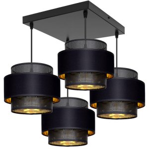 Lampa sufitowa Carmen 7354 abażury czarne ze złotem