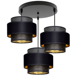 Lampa sufitowa Carmen 7356 abażury czarne ze złotem