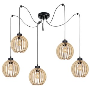 Lampa sufitowa pająk Natural 8020 abażury drewniane