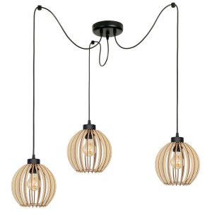 Lampa sufitowa pająk Natural 8023 abażury drewniane
