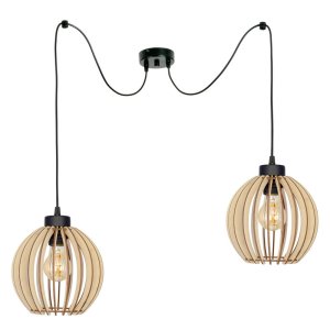 Lampa sufitowa pająk Natural 8022 abażury drewniane