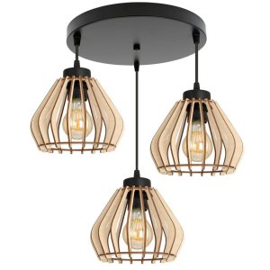 Lampa sufitowa Verno 8056 abażury z drewna