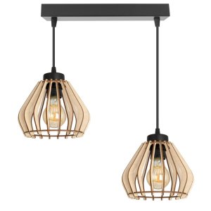 Lampa sufitowa Verno 8057 abażury z drewna
