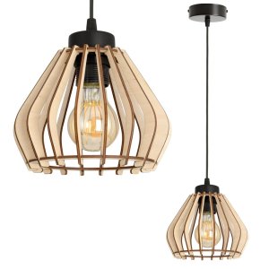 Lampa sufitowa Verno 8051/2 abażur z drewna
