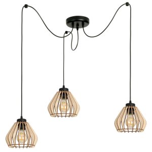 Lampa pająk Verno 8053 abażury drewniane