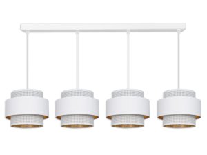 Lampa sufitowa 4 biała Carmen 7295 abażury białe ze złotem