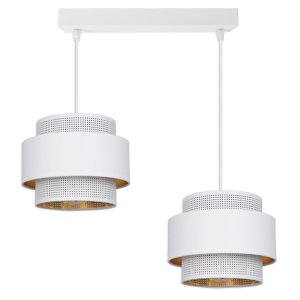 Lampa sufitowa 2 biała Carmen 7297 abażury białe ze złotem
