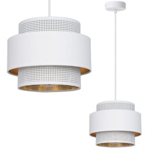 Lampa sufitowa biała Carmen 7291/2 abażur biały ze złotem