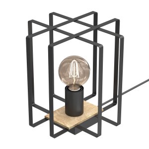 Lampa biurkowa, czarna z drewnem Kortez 1xE27, 4460-LUM
