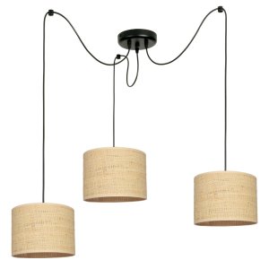 Żyrandol Pająk BALI 3 – lampa sufitowa z rattanowymi abażurami 7423