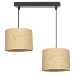 Żyrandol BALI 2 listwa – lampa sufitowa z rattanowymi abażurami 7427