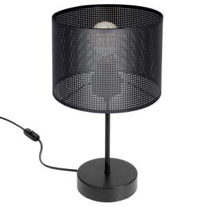 Lampa stołowa MISTRA – czarna lampa nocna z loftowym abażurem 7280