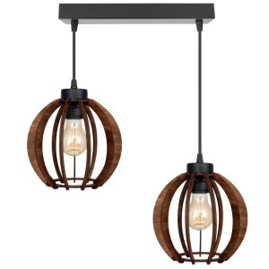 Lampa sufitowa żyrandol Rustica 8027-B abażury z drewna różne kolory
