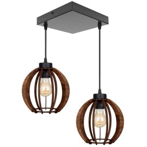 Lampa sufitowa żyrandol Rustica 8028-B abażury z drewna różne kolory