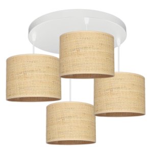 Żyrandol biały BALI 4 – lampa sufitowa z rattanowymi abażurami 7424-B
