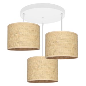 Żyrandol biały BALI 3 – lampa sufitowa z rattanowymi abażurami 7426-B