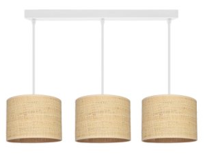 Żyrandol BALI 3 listwa biała – lampa sufitowa z rattanowymi abażurami 7423/2-B
