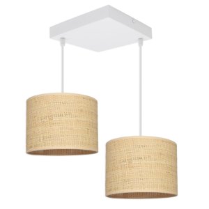Żyrandol BALI 2 – lampa sufitowa biała z rattanowymi abażurami 7428-B